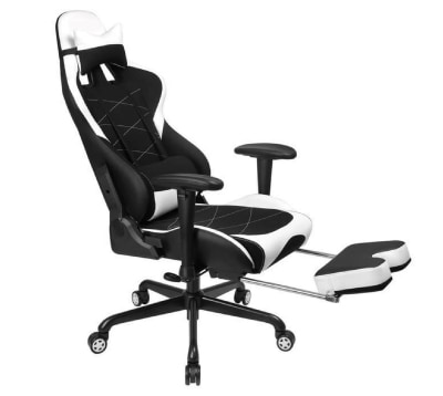 PLAYER - Fauteuil Gaming Simili Blanc et Noir 