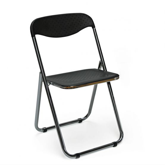 Chaise-pliante-chromé-et-en-pvc-noir-SPOT