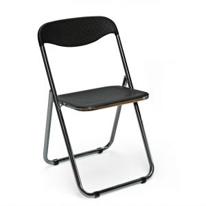 Chaise pliante en acier chromé et PVC noir SPOT