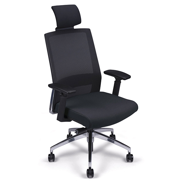 Fauteuil de bureau tissu noir avec bras - ABP