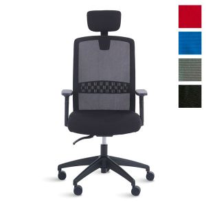 Fauteuil synchrone en maille avec têtière Scott noir