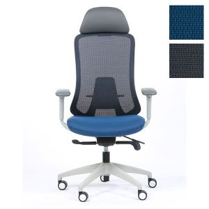 Fauteuil synchrone en maille et tissu Fedo Blanc