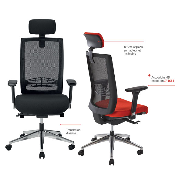 Fauteuil de Bureau Ergonomique avec Têtière + Tablette PEREIRA