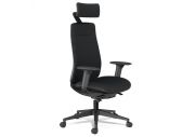 Fauteuil Eman noir tapissé avec têtière 1