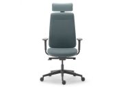 Fauteuil Eman noir tapissé avec têtière 3