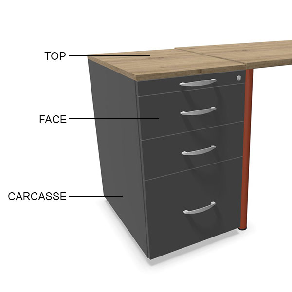 Caisson hauteur bureau metal 4 tiroirs