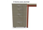 Caisson hauteur bureau 3 tiroirs avec plumier Op Lite 25