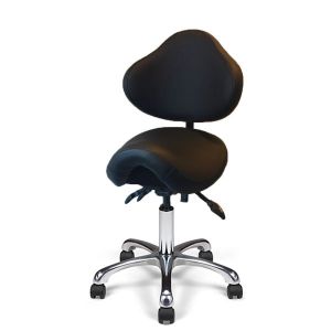 Tabouret selle de cheval en similicuir avec dossier SAVI-A