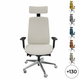 Fauteuil direction Eman noir tapissé avec têtière