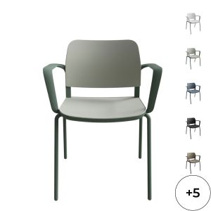 Fauteuil 4 pieds assise et dossier polypropylène avec accoudoirs Adio