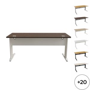 Bureau droit 180 x 80 cm avec passe-câbles et voile de fond Corial