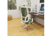 Fauteuil direction Eman blanc résille avec têtière 2