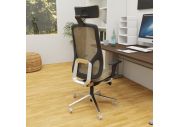 Fauteuil direction Eman noir résille avec têtière 2