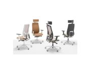 Fauteuil direction Eman blanc tapissé avec têtière 2