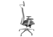 Fauteuil direction Eman blanc tapissé avec têtière 4