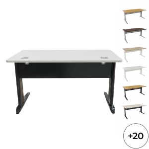 Bureau droit 140 x 80 cm avec passe-câbles et voile de fond Corial
