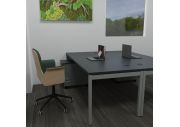 Fauteuil Home office coque bois base blanche, avec accoudoirs Bero 2