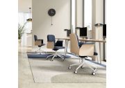 Fauteuil Home office coque bois base blanche, avec accoudoirs Bero 7