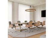 Fauteuil Home office coque bois base blanche, avec accoudoirs Bero 9
