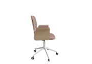Fauteuil Home office coque bois base blanche, avec accoudoirs Bero 4