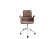 Fauteuil Home office coque bois base blanche, avec accoudoirs Bero 3