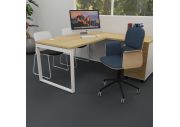 Fauteuil Home office coque bois base noire, avec accoudoirs Bero 2
