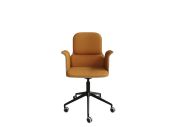 Fauteuil Home office coque bois base noire, avec accoudoirs Bero 3