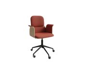 Fauteuil Home office coque bois base noire, avec accoudoirs Bero 1