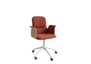 Fauteuil Home office coque bois base blanche, avec accoudoirs Bero 1
