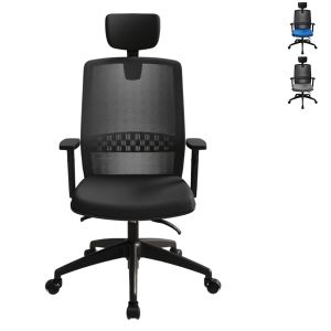 Fauteuil synchrone en maille avec têtière Scott noir