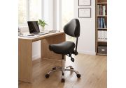 Tabouret selle de cheval en similicuir avec dossier SAVI-A 3